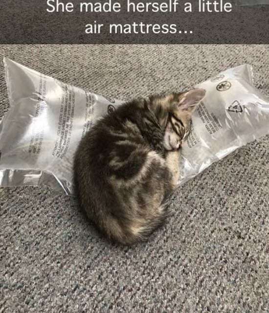 She made herself a little air mattress.
